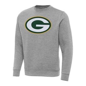 Mens Antigua Green Bay Packers Crewneck Large Sweatshirt Grey G‎ Appliqué Stitch